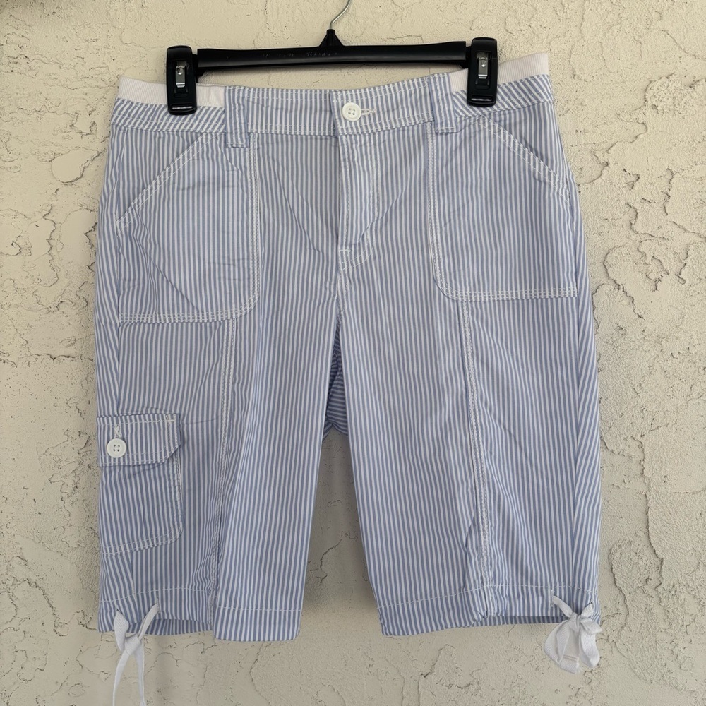 St. John's Bay Blue and White‎ Striped Cargo Shorts